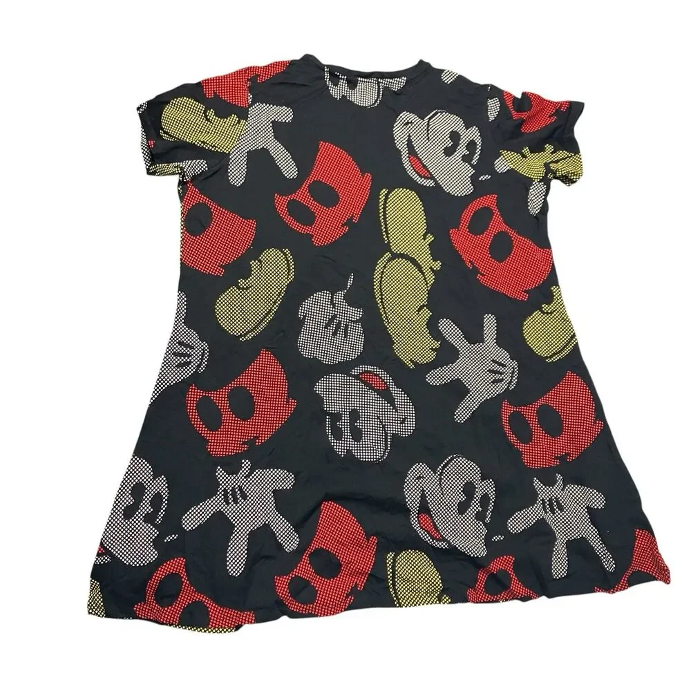 Disney Mickey Mouse‎ Dress Black Pop Art Dot Print T Shirt Parks Womens XXL